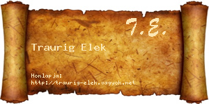 Traurig Elek névjegykártya